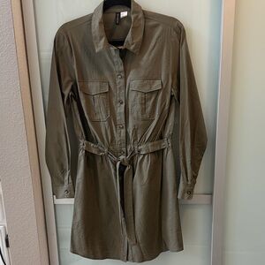 Divided Olive Khaki Shirt Dress